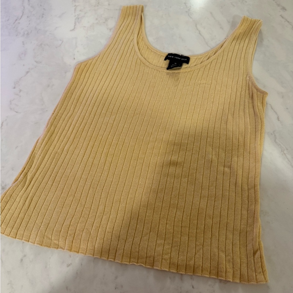 New York & Company Women's Ribbed Tank Top in Light Yellow